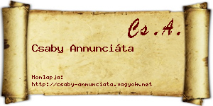 Csaby Annunciáta névjegykártya